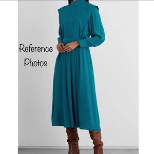 Vintage D Frank Pleated Green Midi Dress